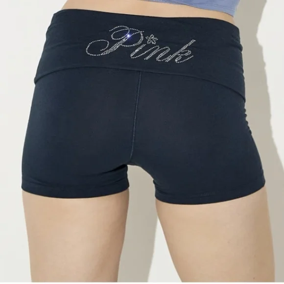 PINK Victoria's Secret Shorts de ciclista de 3" Cotton , Logo Sparkle NWT MEDIUM - Picture 9 of 10